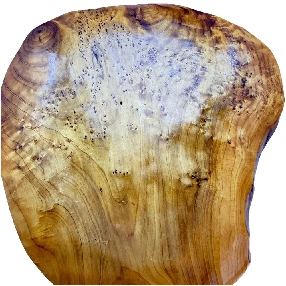 Vintage Teak Burl Wood Live Edge Tray Bowl Rustic Organic Modern Centerpiece 13